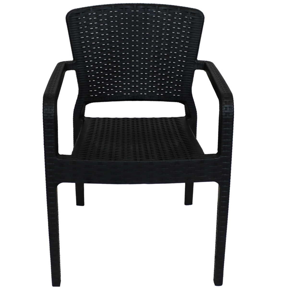 Faux Wicker Rattan Design Plastic All-Weather Commercial-Grade Segonia Indoor/Outdoor Patio Dining Arm Chair