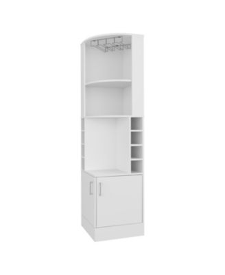 Page Corner Bar Cabinet with Wine Storage and Glass Rack, White