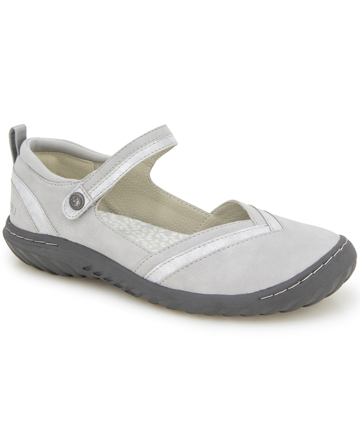 Women's Raven Round Toe Flats - Light Grey, Shimmer