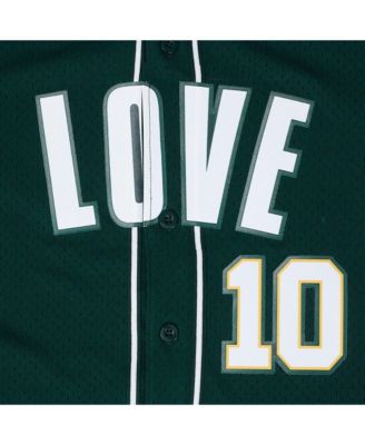 Men's Jordan Love Green Green Bay Packers Player Name Number Mesh Button-Up Baseball Jersey