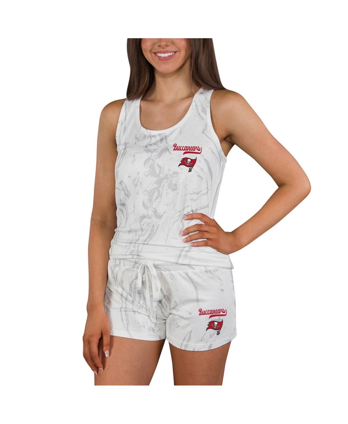 Concepts Sport Women's Tampa Bay Buccaneers Quartz Hacci Knit Tank Top Shorts Sleep Set In Cream,gray