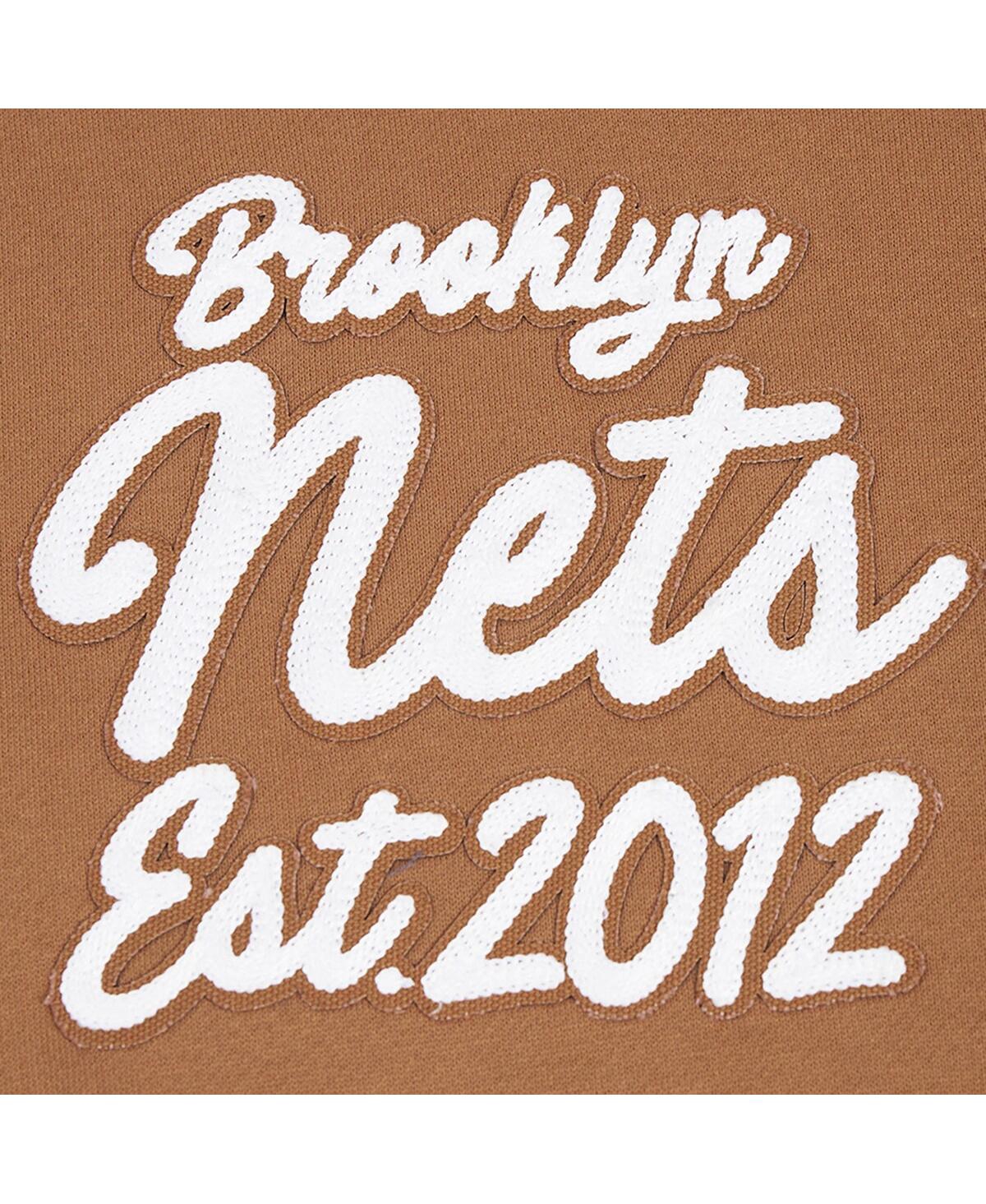 Pro Standard Men's Brown Brooklyn Nets Paint The City Drop Shoulder Pullover Hoodie In Brown