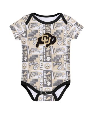 Newborn Black Colorado Buffaloes Sunday Comics 3-Pack Bodysuit Set