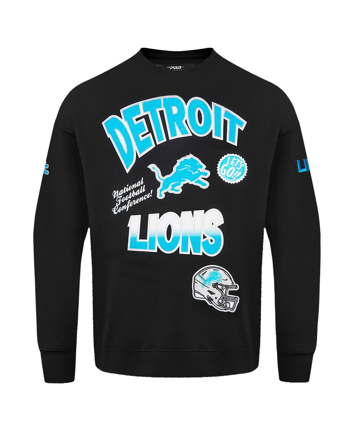 PRO STANDARD MEN'S BLACK DETROIT LIONS TURN IT UP DROP SHOULDER PULLOVER SWEATSHIRT 