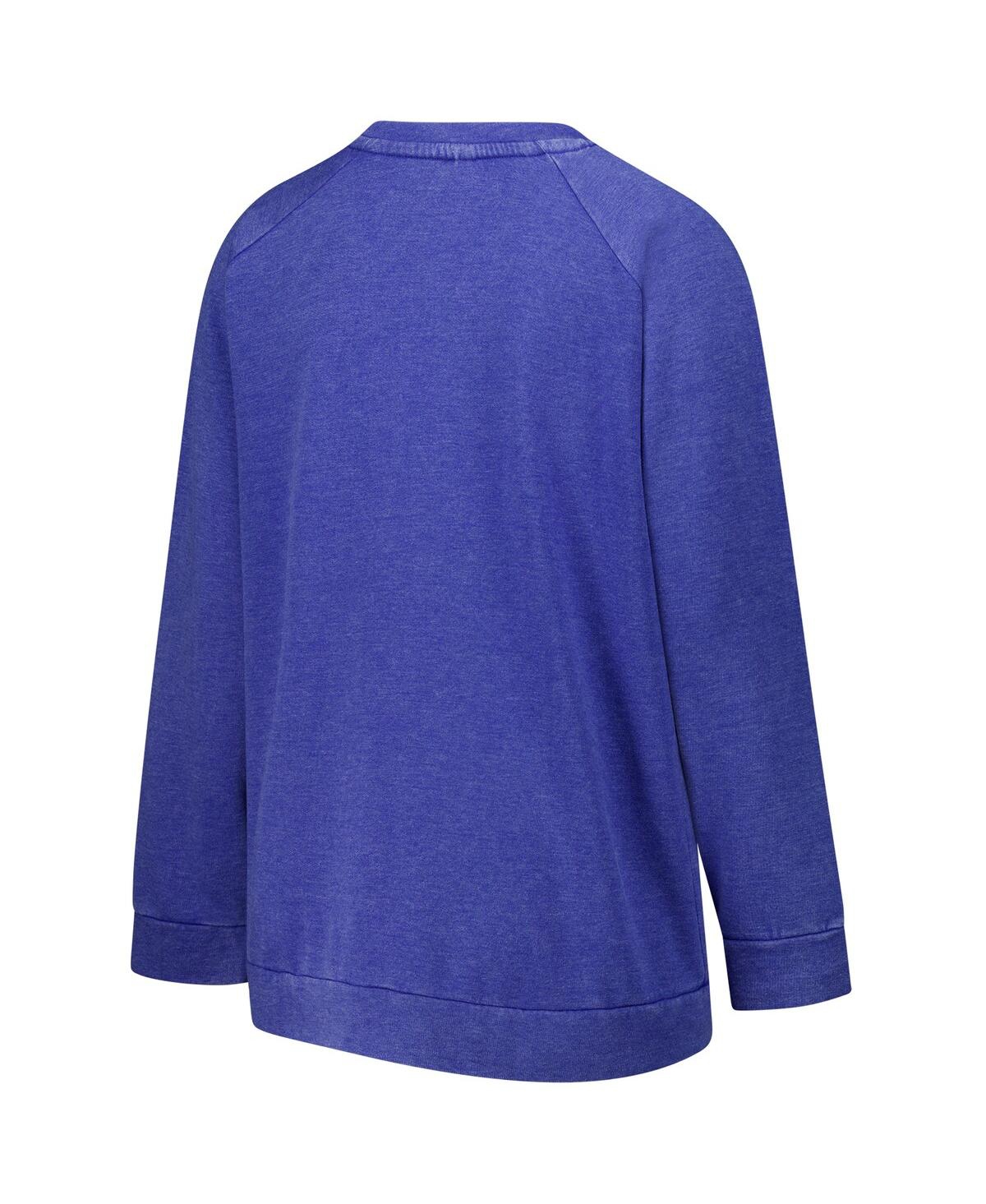 Profile Women's Royal Seattle Seahawks Acid Wash Raglan Pullover Sweatshirt In Blue