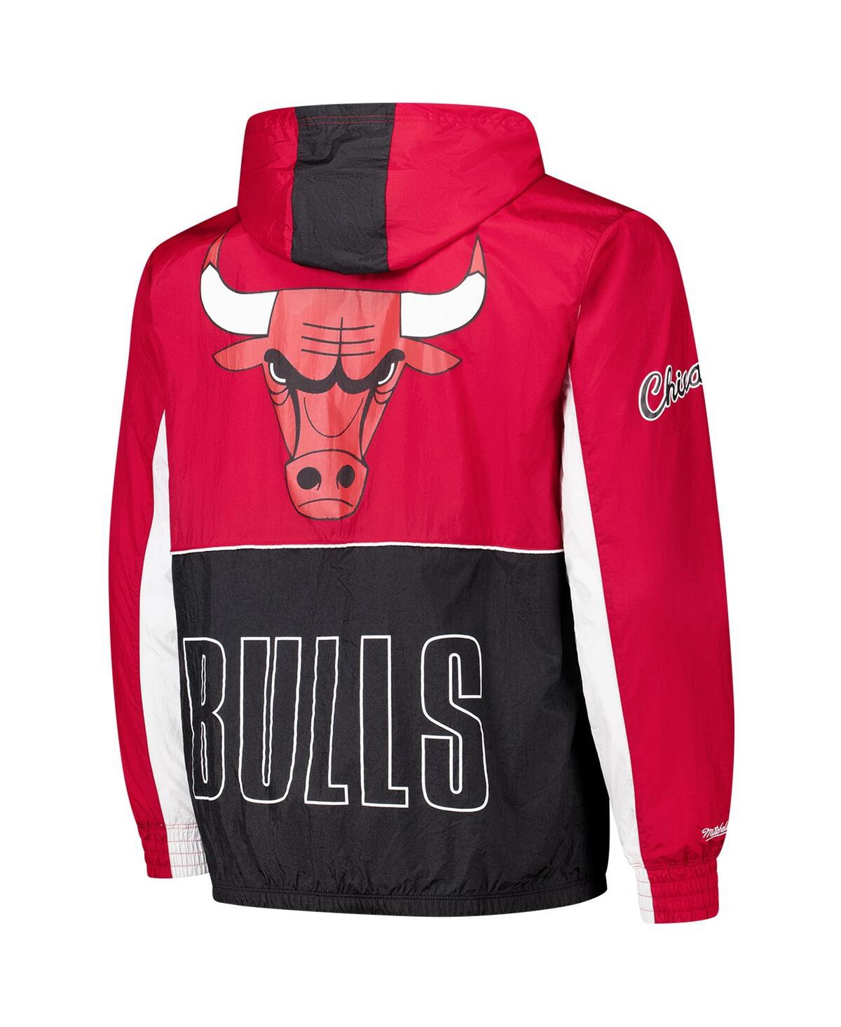 Mitchell & Ness Men's Black/red Chicago Bulls Hardwood Classics Big Shot Premium Full-zip Windbreaker Jacket In Black,red