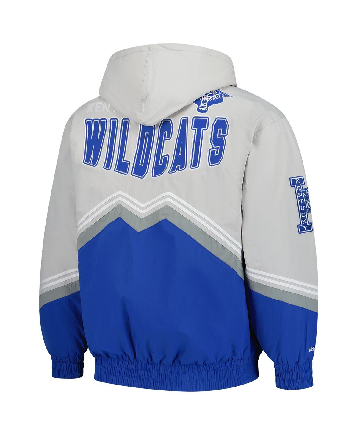 Mitchell & Ness Men's Gray/royal Kentucky Wildcats Throw It Back Retro Full-zip Windbreaker Jacket In Gray,royal