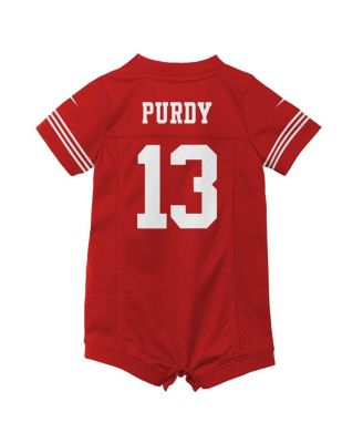 Big Boys and Girls Scarlet Brock Purdy San Francisco 49ers Game Romper Jersey