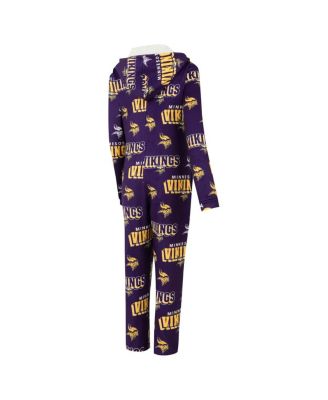 Women's Purple Minnesota Vikings Roadway Allover Print Microfleece Full-Zip Union Suit