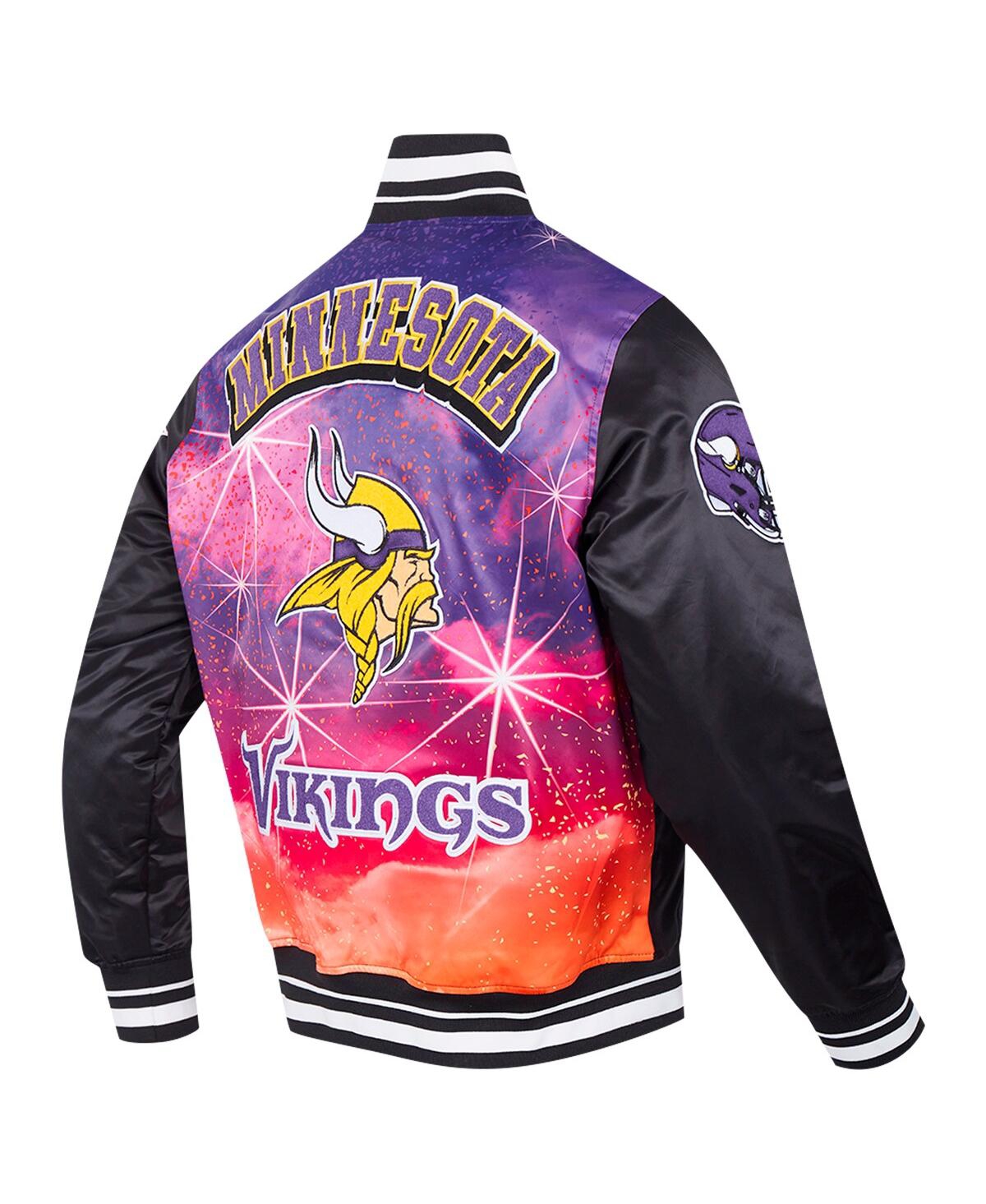 Pro Standard Men's Black Minnesota Vikings Sublimated Satin Full-snap Jacket In Black