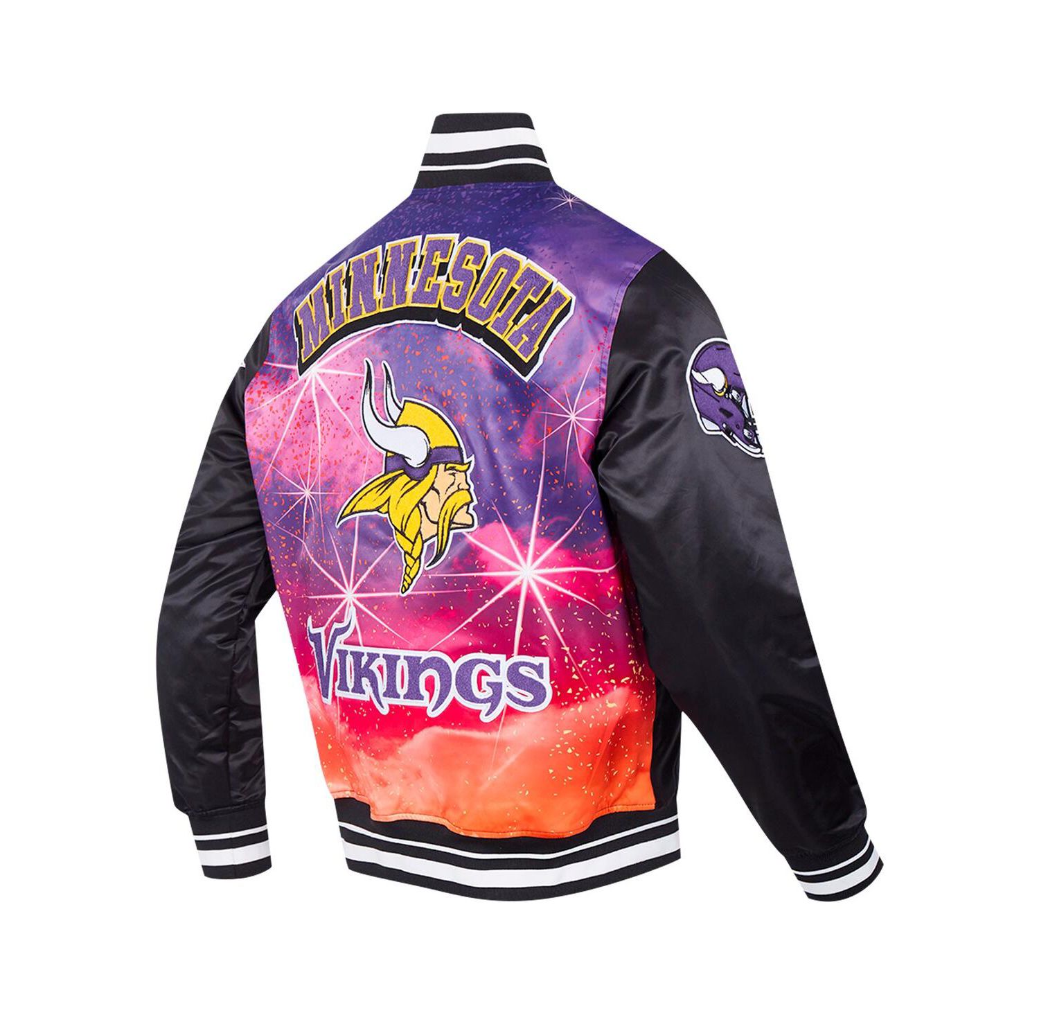 Men's Black Minnesota Vikings Sublimated Satin Full-Snap Jacket