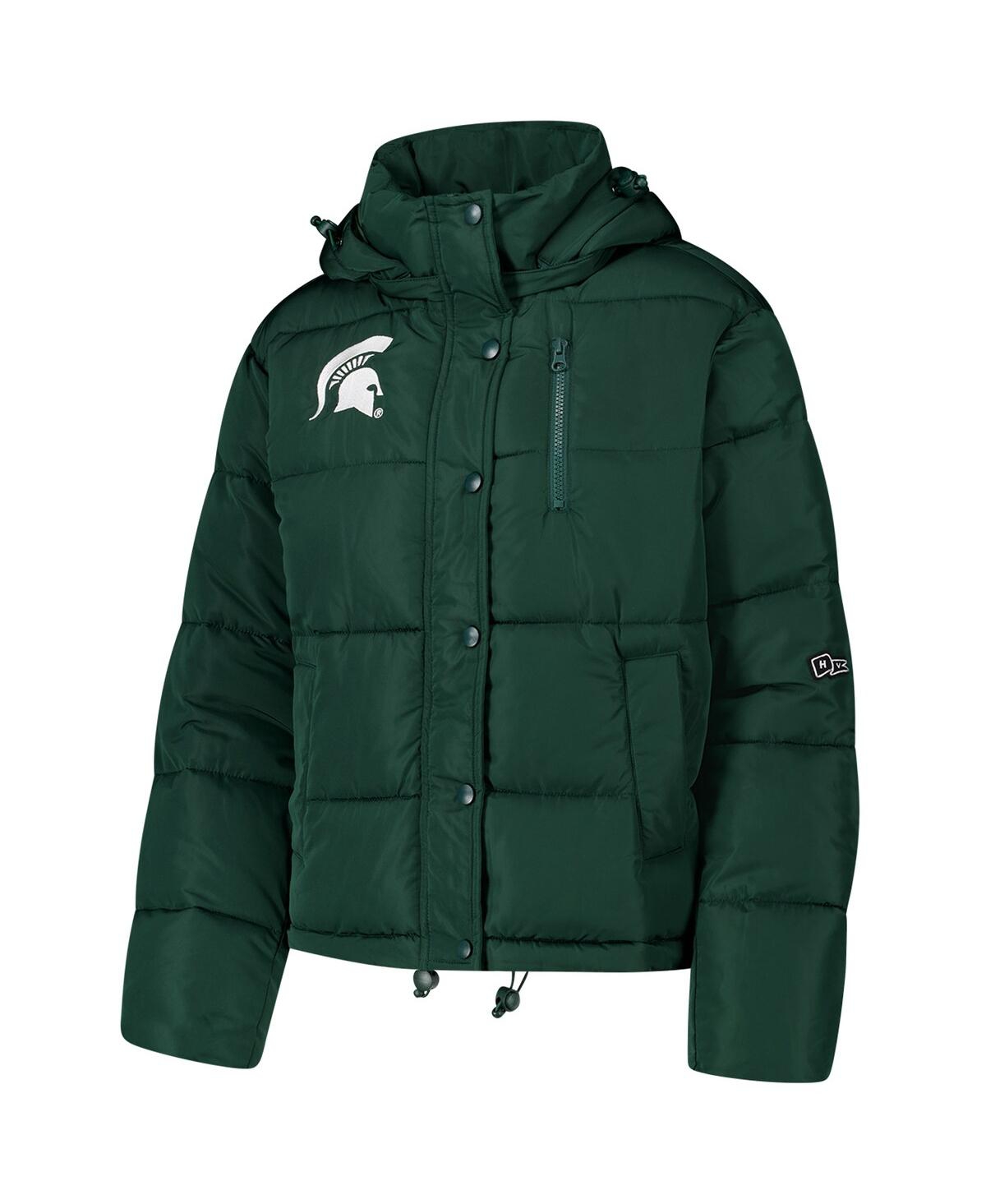 Hype And Vice Women's Green Michigan State Spartans Puffer Jacket In Green
