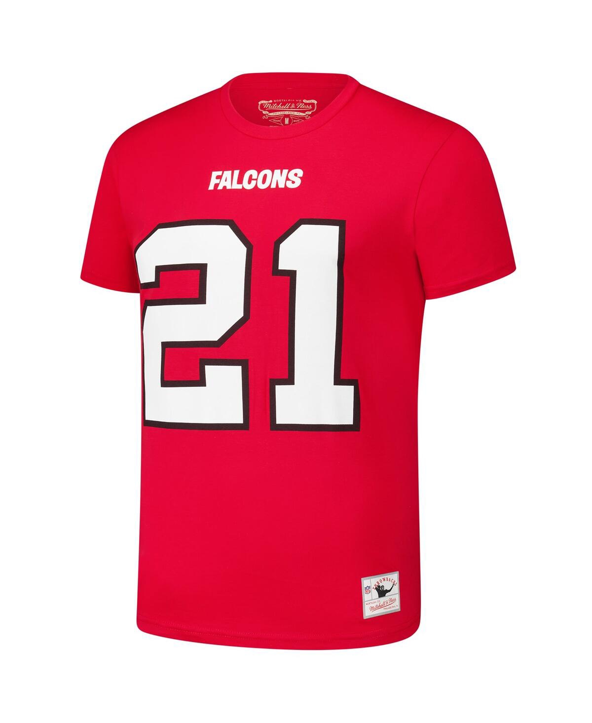 Mitchell & Ness Men's Red Deion Sanders Atlanta Falcons Retired Player Throwback Name Number T-shirt In Red