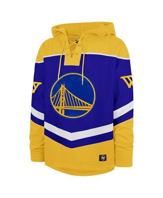 Men's Royal Golden State Warriors Oversized&nbsp;Tri-Satin Layup Lacer Pullover Hoodie
