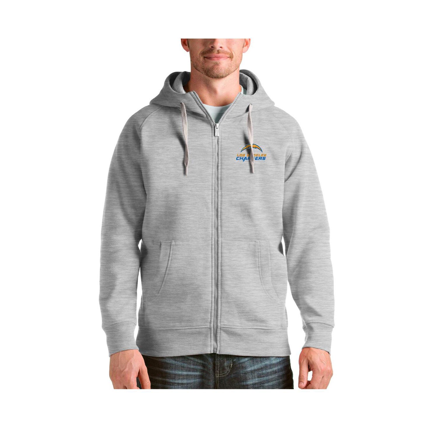 Men's Heather Gray Los Angeles Chargers Victory Full-Zip Hoodie