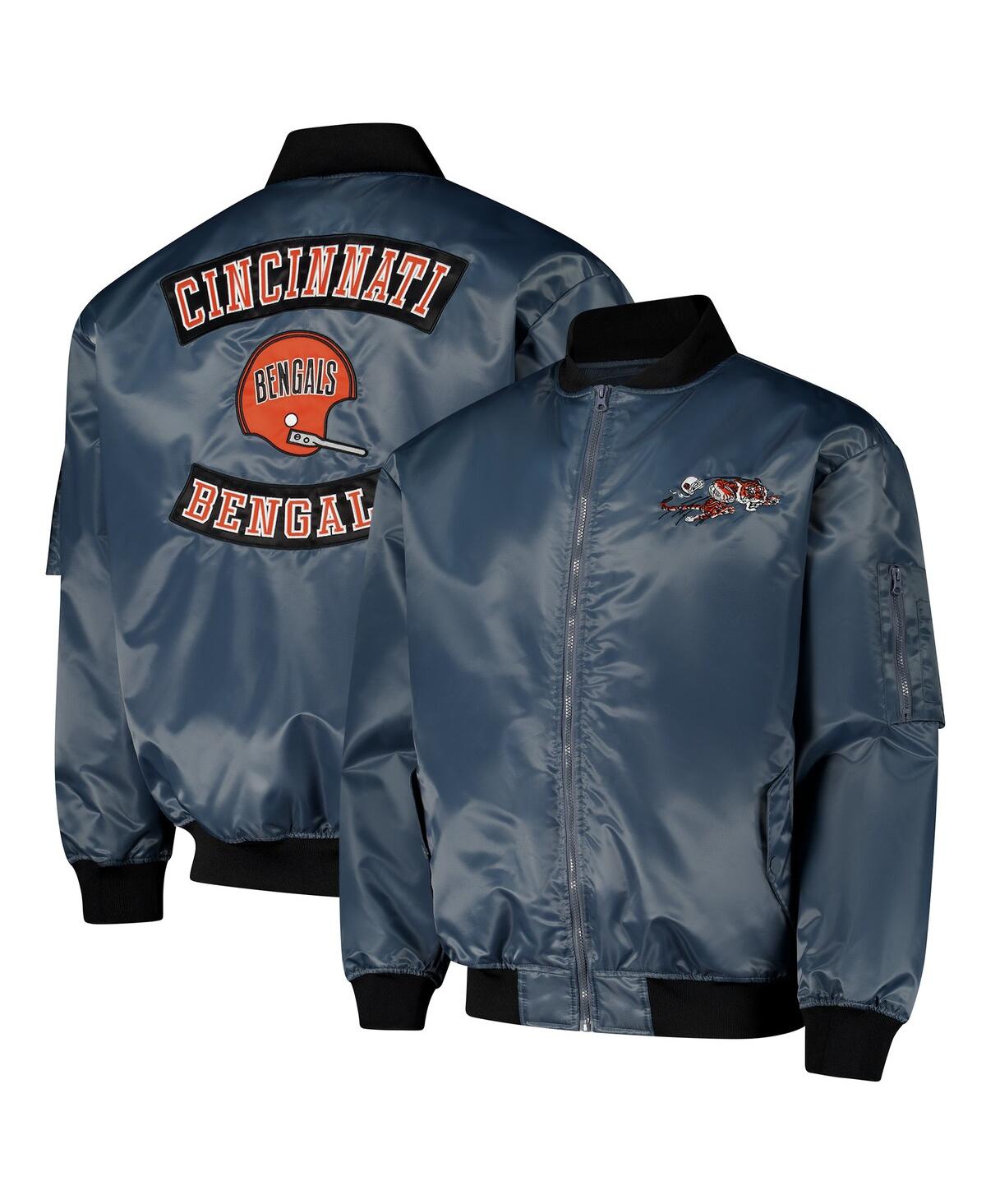 Men's Charcoal Cincinnati Bengals Big Tall Bomber Full-Zip Jacket - Charcoal