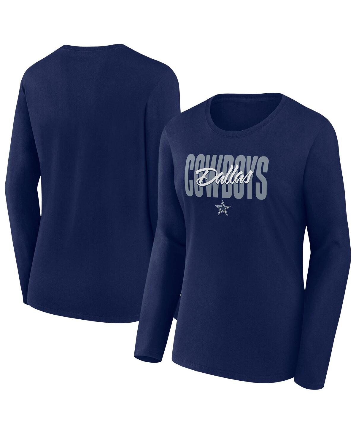 Fanatics Women's Navy Dallas Cowboys Long Sleeve Scoop Neck T-shirt In Navy
