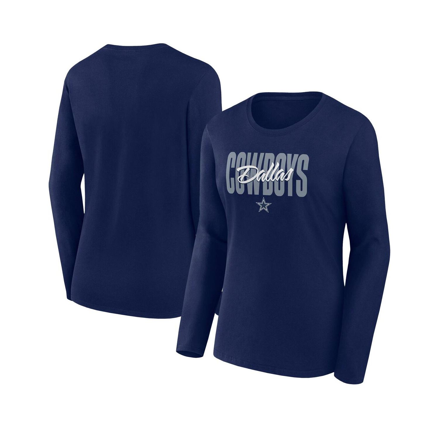 Women's Navy Dallas Cowboys Long Sleeve Scoop Neck T-Shirt
