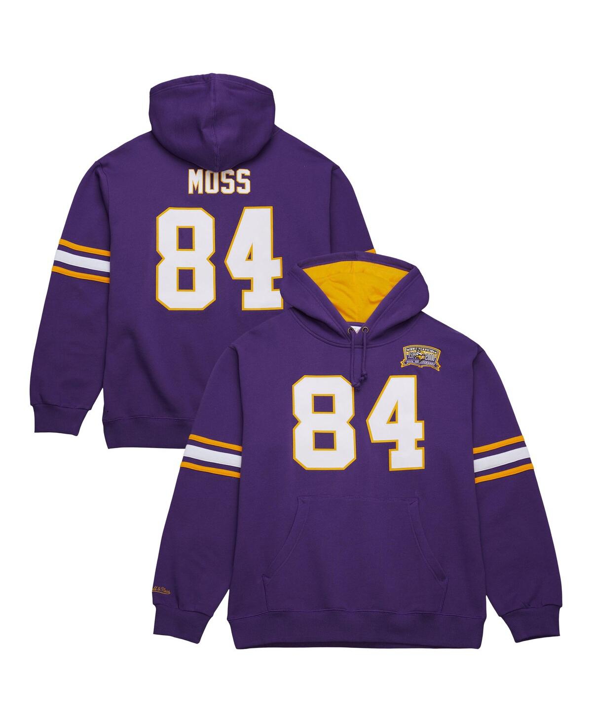 Mitchell & Ness Men's Purple Randy Moss Minnesota Vikings Retired Player Name Number Pullover Hoodie - Purple