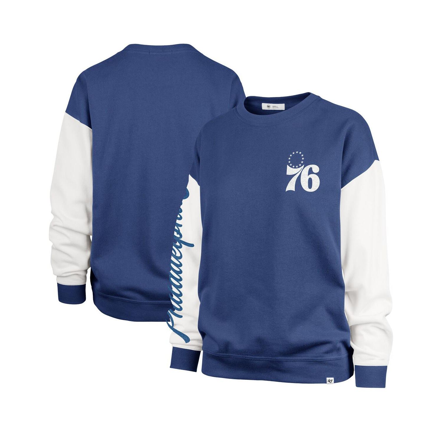 Women's Royal Philadelphia 76ers Plus Size Oversized Rise Andie Pullover Sweatshirt