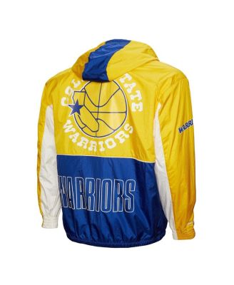 Men's Royal/Yellow Golden State Warriors Hardwood Classics Big Shot Premium Full-Zip Windbreaker Jacket