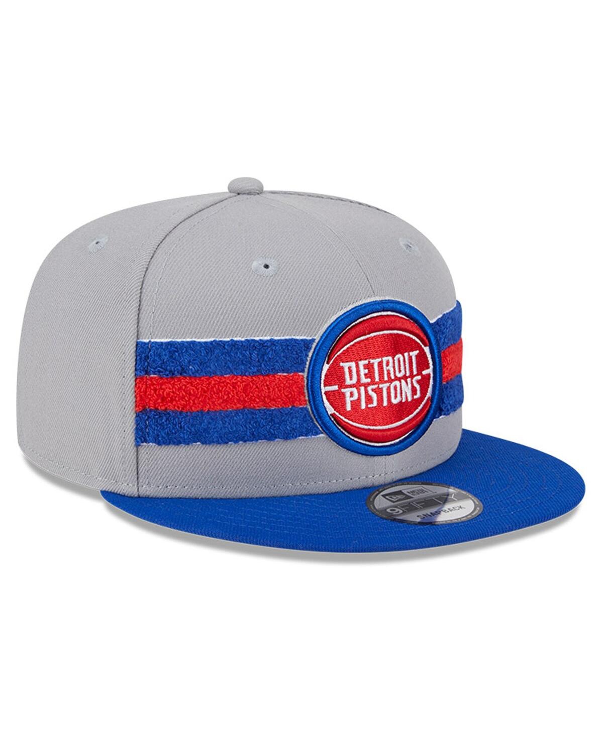 NEW ERA MEN'S GRAY DETROIT PISTONS CHENILLE BAND 9FIFTY SNAPBACK HAT 