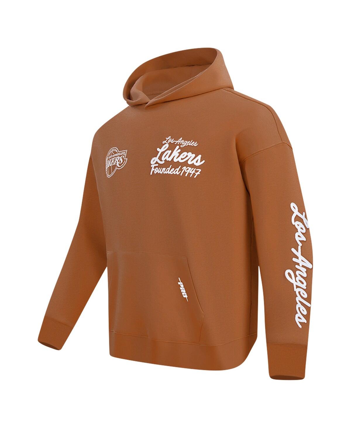 Pro Standard Brown Los Angeles Lakers Paint The City Drop Shoulder Pullover Hoodie In Brown