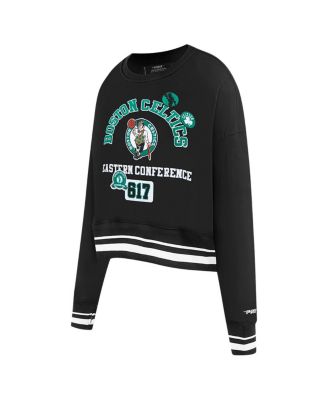 Women's Black Boston Celtics Area Code Cropped Pullover Sweatshirt