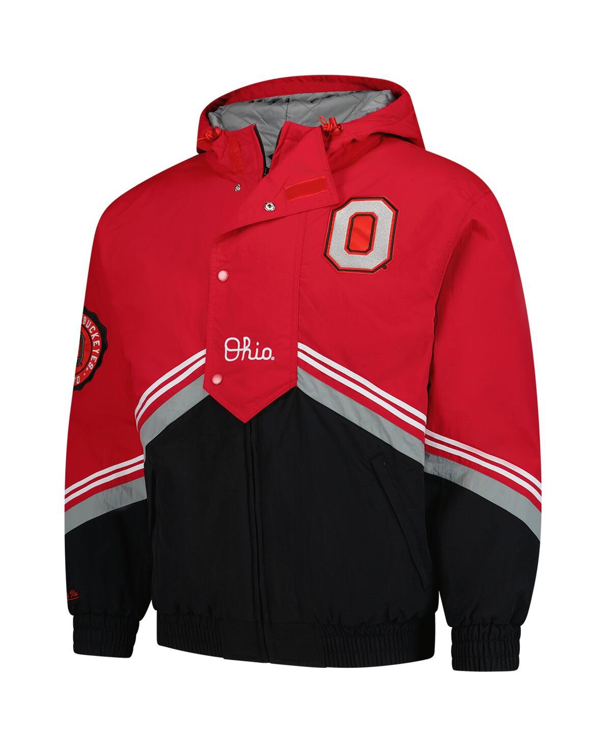 Mitchell & Ness Men's Scarlet/black Ohio State Buckeyes Throw It Back Retro Full-zip Windbreaker Jacket In Scarlet,black