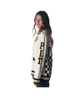 Men's and Women's Cream Pittsburgh Penguins Jacquard Full-Zip Sweater