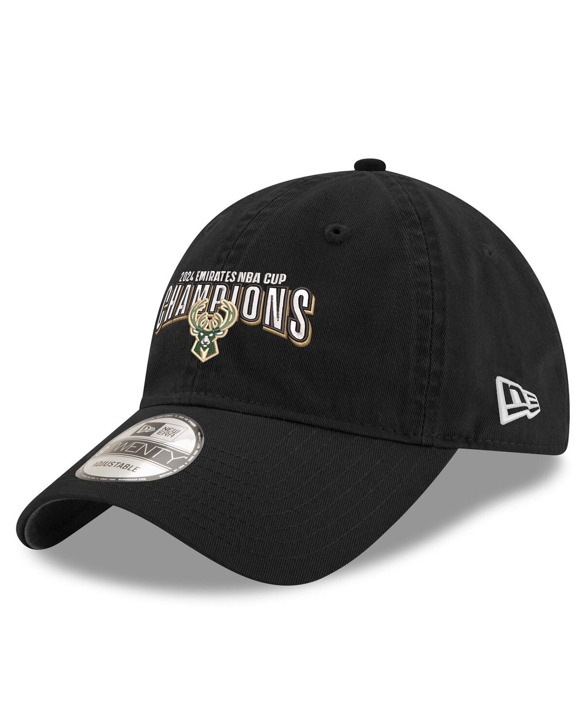 New Era Men's Black Milwaukee Bucks 2024 Nba Cup Champions 9twenty Adjustable Hat In Black