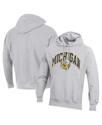 Champion - Men's Heather Gray Michigan Wolverines Vault Late Night Reverse Weave Pullover Hoodie