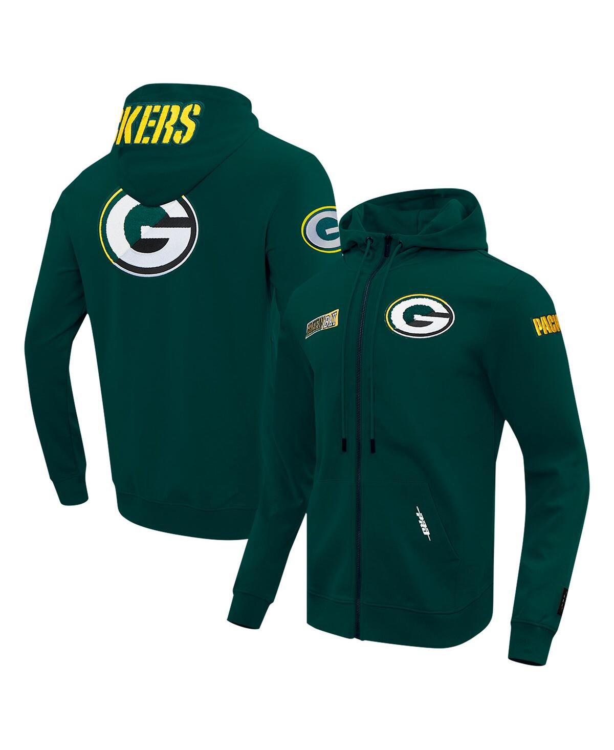 Men's Green Green Bay Packers Split Logo Double Knit Full-Zip Hoodie - Green