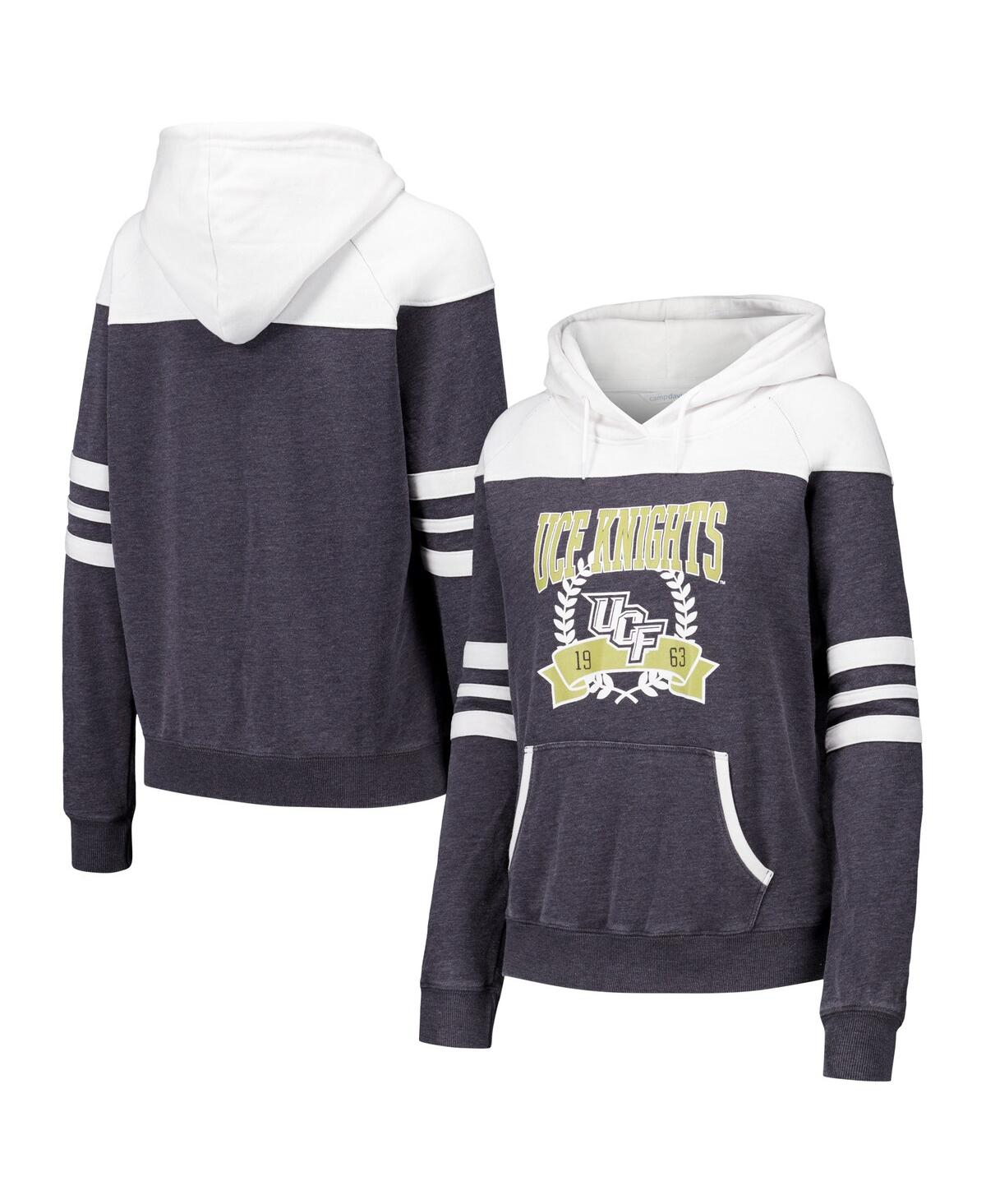 Women's Charcoal Ucf Knights Blitz Striped Blocked Raglan Pullover Hoodie - Charcoal
