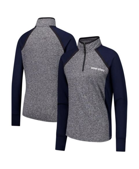 Женские куртки Camp David Women's Navy/Heather Gray Penn State Nittany Lions Finalist Raglan Quarter-Zip Jacket