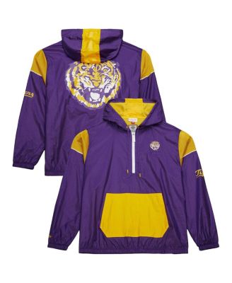 Mitchell & Ness - Men's Purple LSU Tigers Anorak Vintage Logo Half-Zip Hoodie Jacket