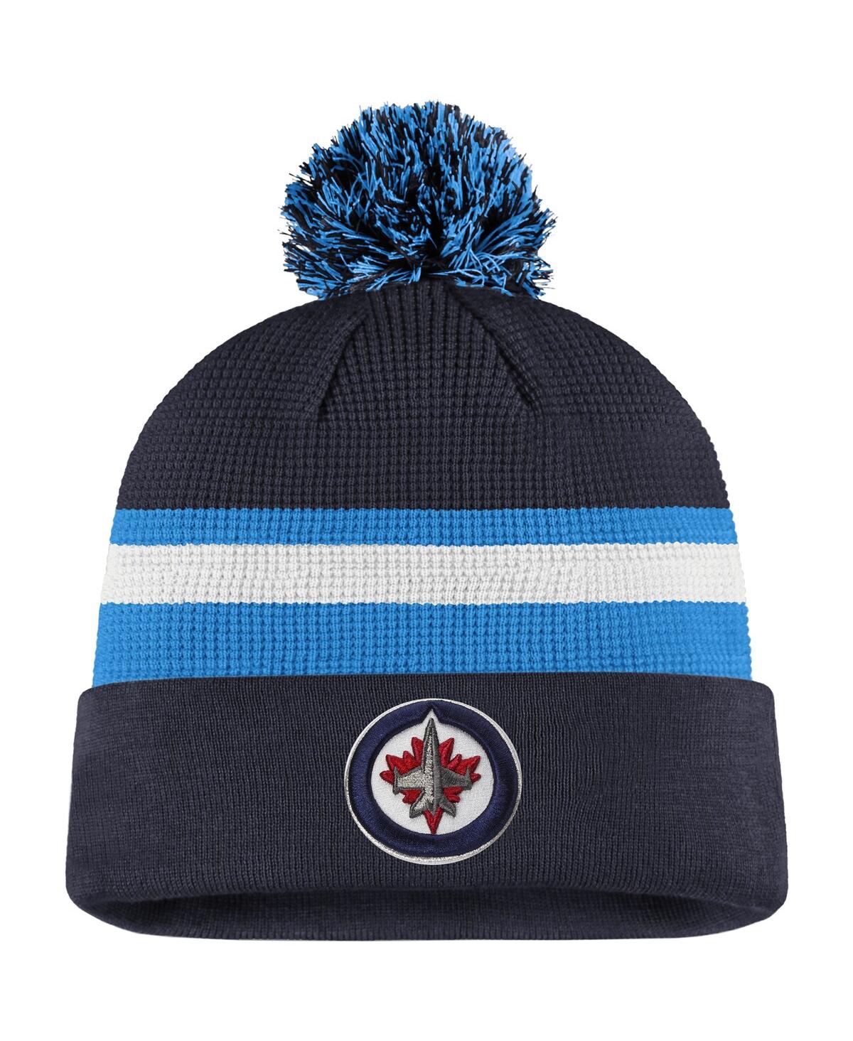Fanatics Men's Navy/blue Winnipeg Jets 2020 Nhl Draft Authentic Pro Cuffed Pom Knit Hat In Navy