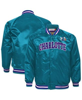 Mitchell & Ness - Big Boys and Girls Mitchell Ness Teal Charlotte Hornets Hardwood Classics Satin Raglan Full-Snap Jacket