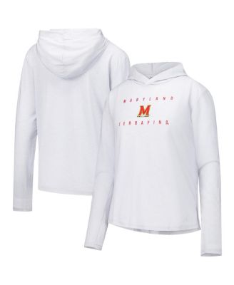 Under Armour - Women's  White Maryland Terrapins Super-Soft Breezy Long Sleeve Tri-Blend Hoodie T-Shirt