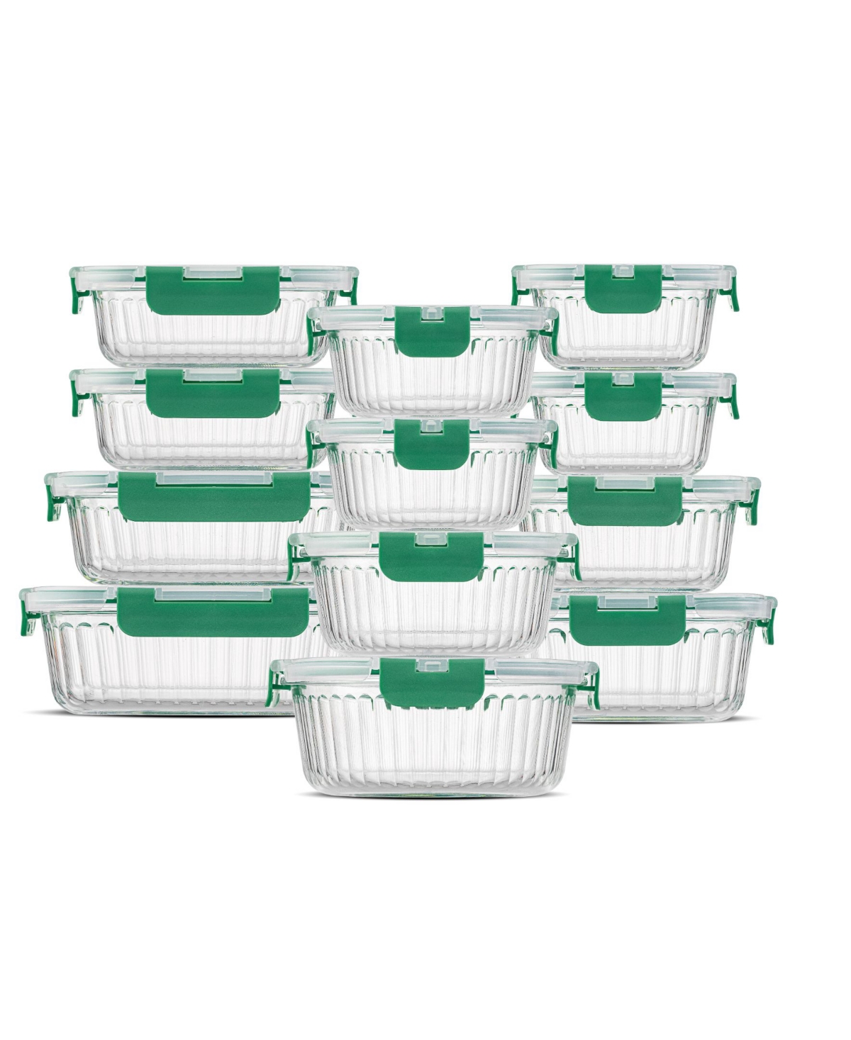 Shop Joyjolt 24-piece Fluted Food Storage Container Set With Lids In Green