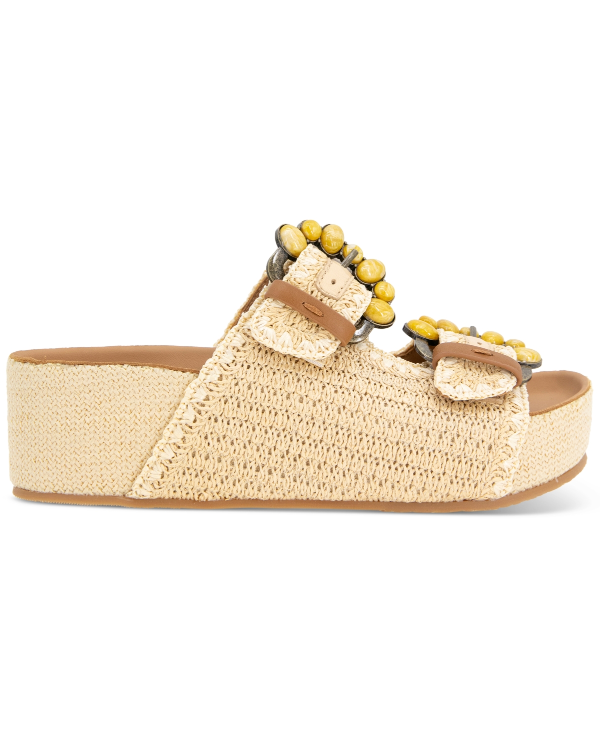 Shop Gentle Souls Women's Kendall Buckled Platform Sandals In Natural Raffia