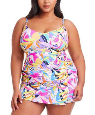 Bleu by Rod Beattie - Plus Size Printed Living Color Scoop-Neck Underwire Tankini Top