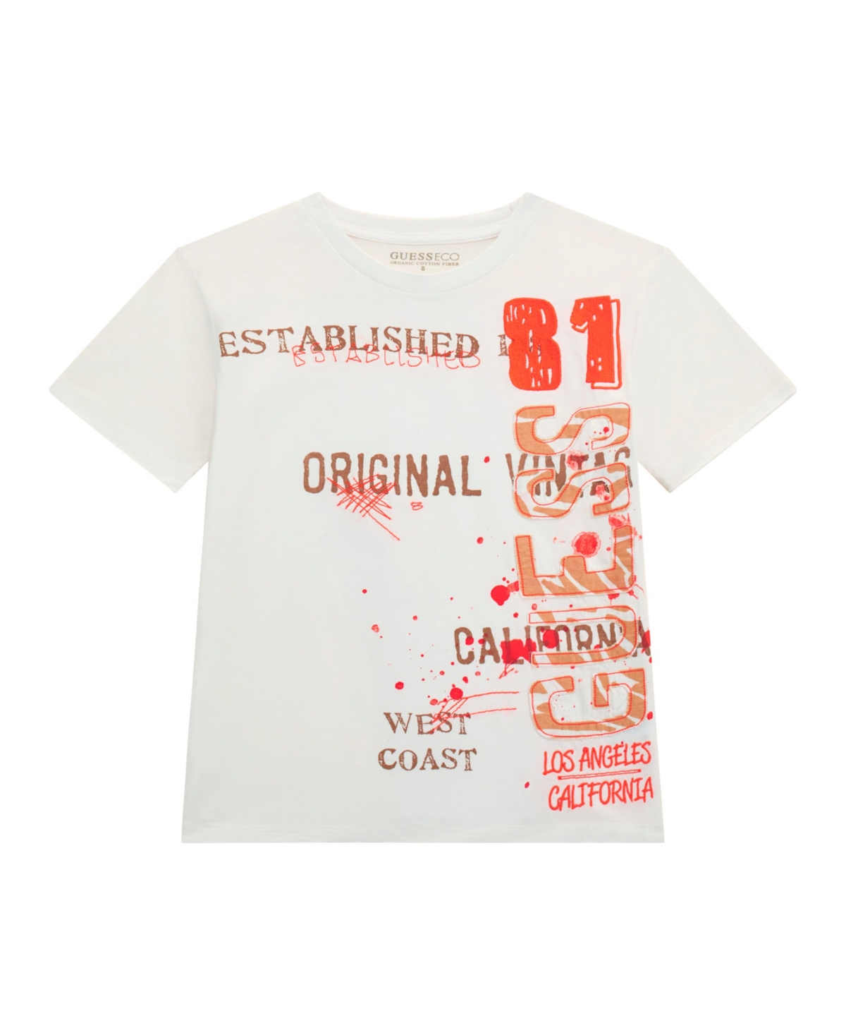 Guess Big Boys Short Sleeve T-shirt In White