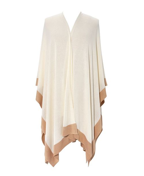 alfani Lauren Ralph Lauren Tissue Lightweight Ruana with Border Women's Fashion Shoes & Accessories
