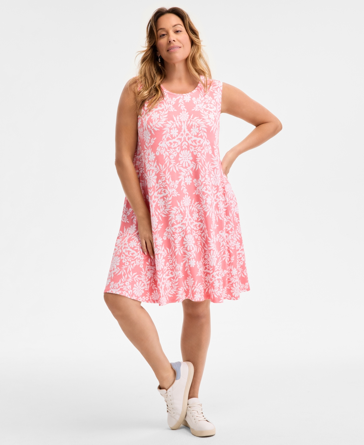 STYLE & CO PLUS SIZE PRINTED SLEEVELESS FLIP-FLOP DRESS, EXCLUSIVELY AT MACY'S 