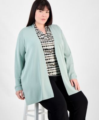 ANNE KLEIN PLUS SIZE NAPA CARDIGAN PRINTED TOP HOLLYWOOD ANKLE PANTS 