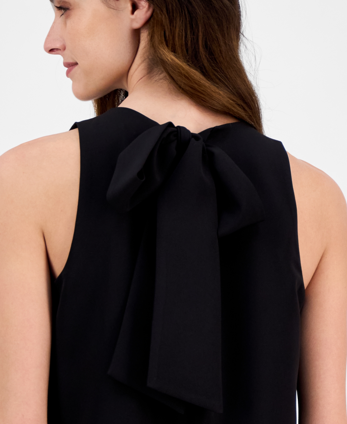 Shop Anne Klein Women's Jewel-neck Rosette-trim Shift Dress In Asphalt