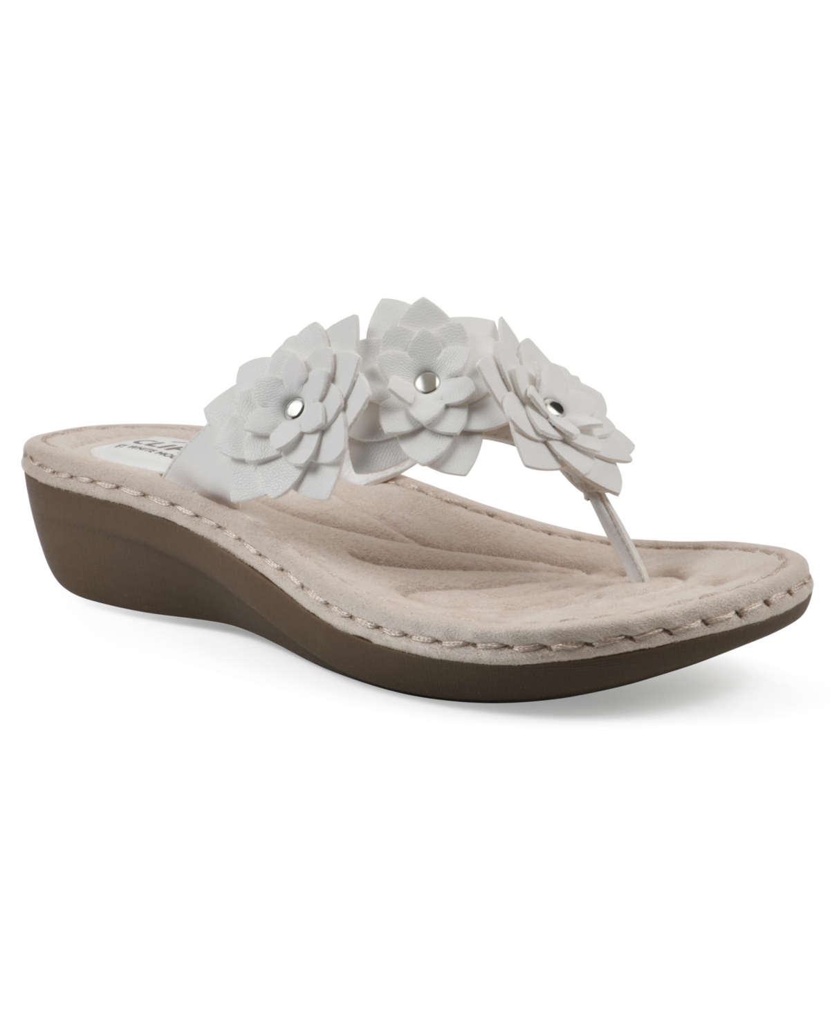 Cliffs By White Mountain Content Wedge Sandal In White Smooth