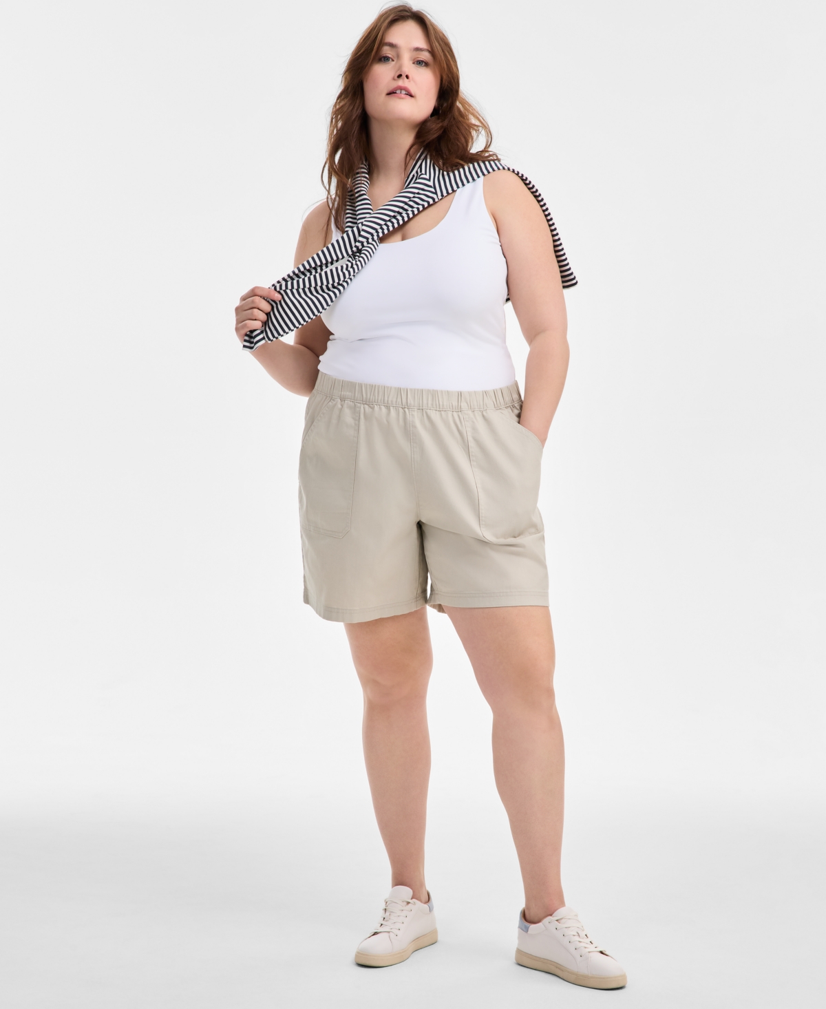 STYLE & CO PLUS SIZE PULL-ON SHORTS, EXCLUSIVELY AT MACY'S 