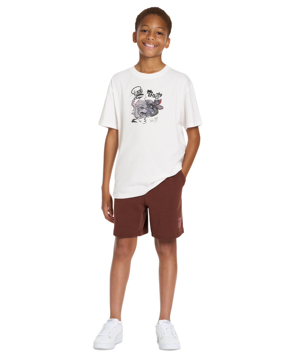 Puma X Tmnt Big Boys Relaxed Shorts In Chocotart